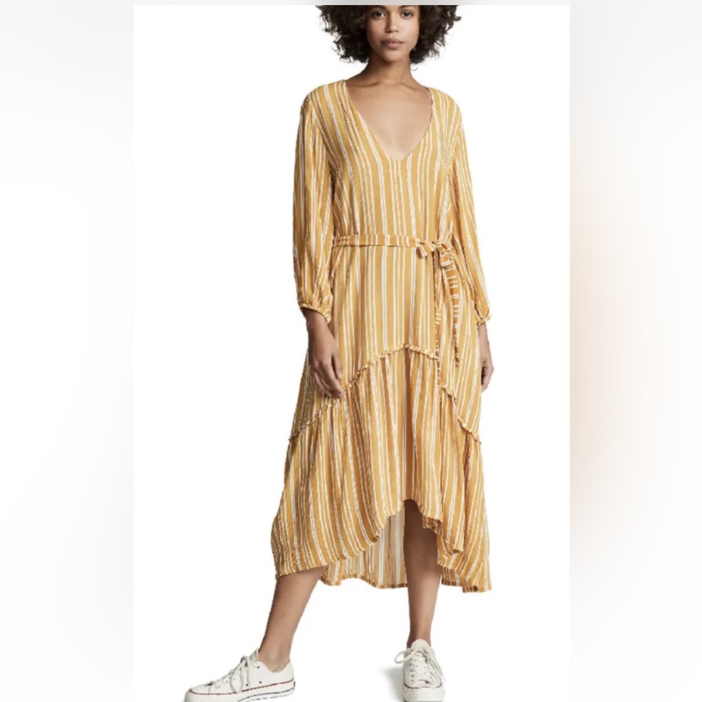 23.$250 Faithfull The Brand Matilda Peasant Dress Roy Striped Print Sun Size 2